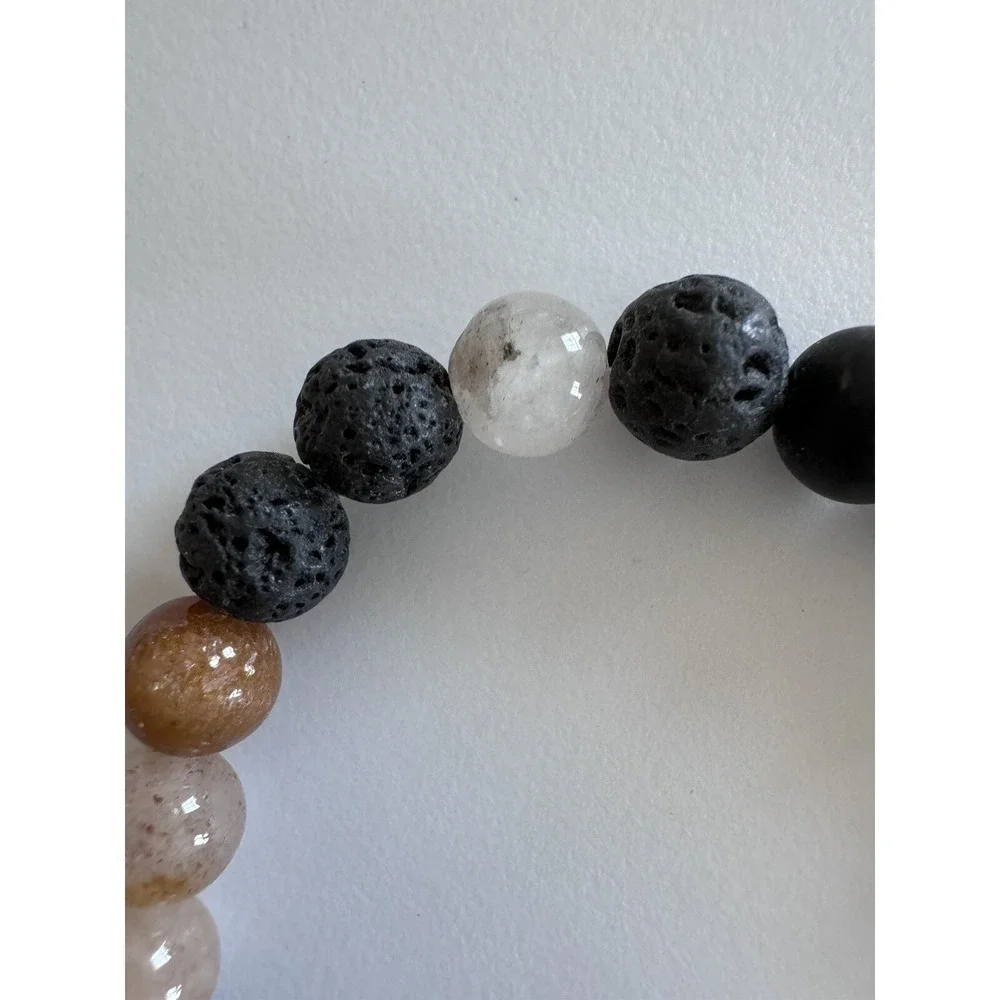 Natural Mixed Moonstone Gemstone Crystal Stretch Bracelet With Beads